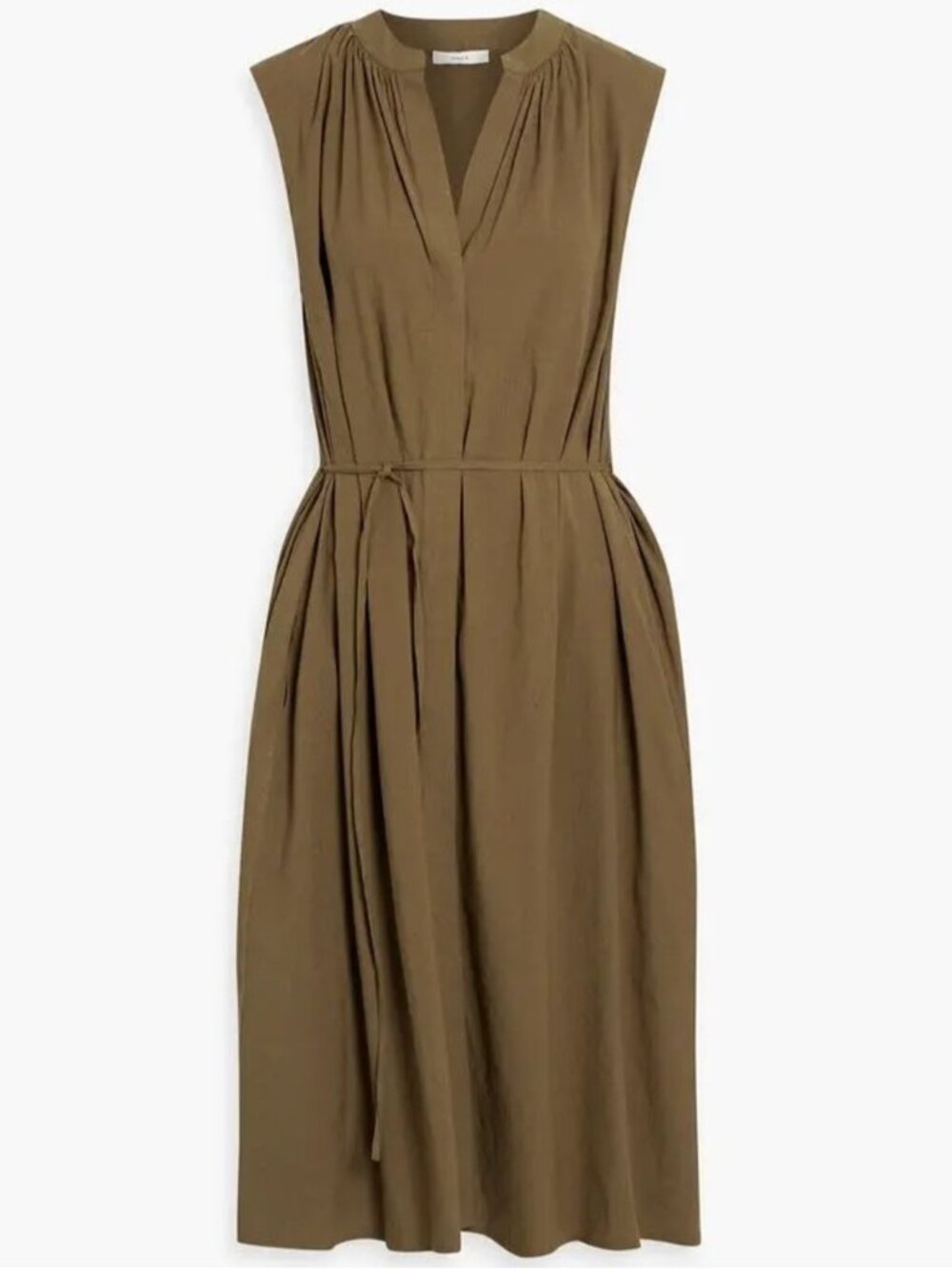 Vince linen blend midi dress sleeveless xxs brown
